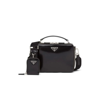 PRADA BRIQUE SAFFIANO LEATHER HANDBAG IN BLACK 2VH069 (22*16*6cm) 